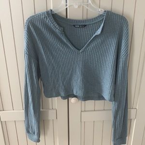 Women’s small Shein crop waffle v-neck